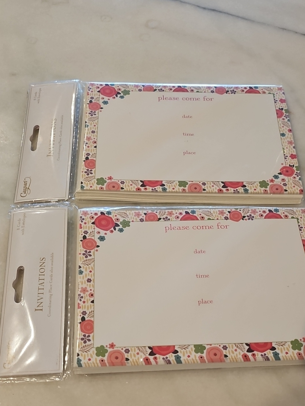 Caspari Invitations ROSIE 2 Pks Of 8 New